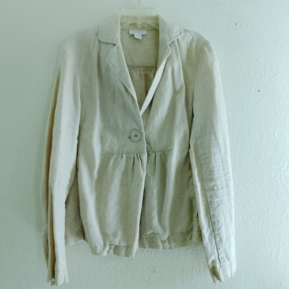 100% Linen Jacket Y2K Cottagecore Natural Fabric Capsule Academia - Picture 2 of 11